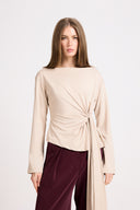 Miss Gaya Beige Long-sleeved Top