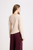 Miss Gaya Beige Long-sleeved Top