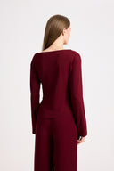 Miss Gaya Burgundy Long-sleeved Top