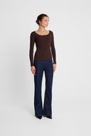 Longsleeve Miss Henley Dark Chocolate