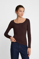 Longsleeve Miss Henley Dark Chocolate