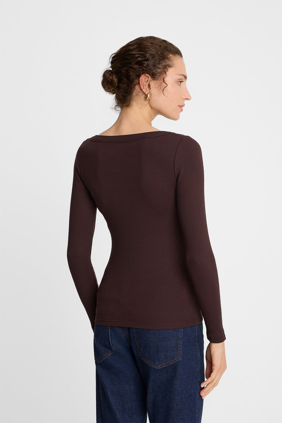 Longsleeve Miss Henley Dark Chocolate