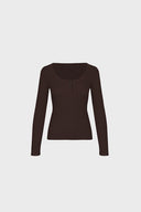 Longsleeve Miss Henley Dark Chocolate