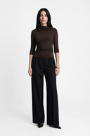 Miss Sculptural Dark Chocolate Long-Sleeved Top