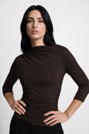 Miss Sculptural Dark Chocolate Long-Sleeved Top