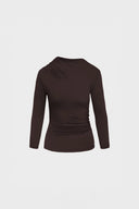 Miss Sculptural Dark Chocolate Long-Sleeved Top