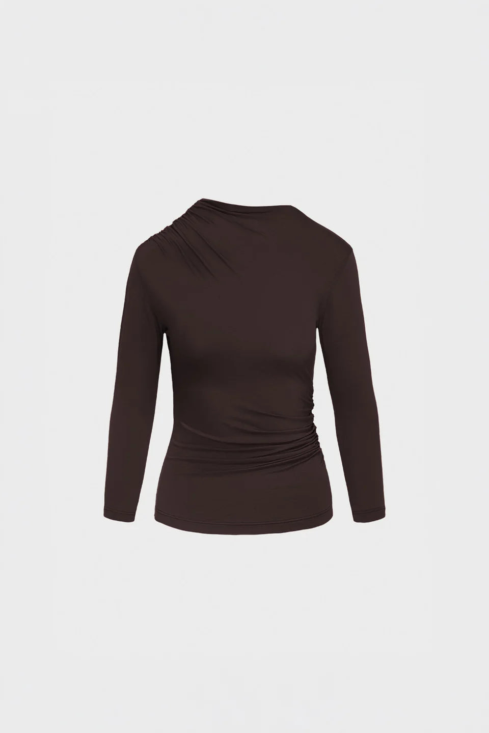 Miss Sculptural Dark Chocolate Long-Sleeved Top