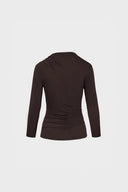 Miss Sculptural Dark Chocolate Long-Sleeved Top