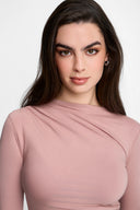 Miss Sculptural Long-Sleeved Top in Dusty Pink