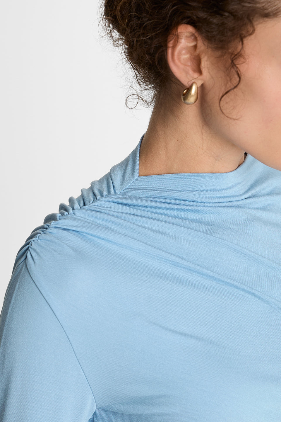 Miss Sculptural Light Blue Long-Sleeved Top
