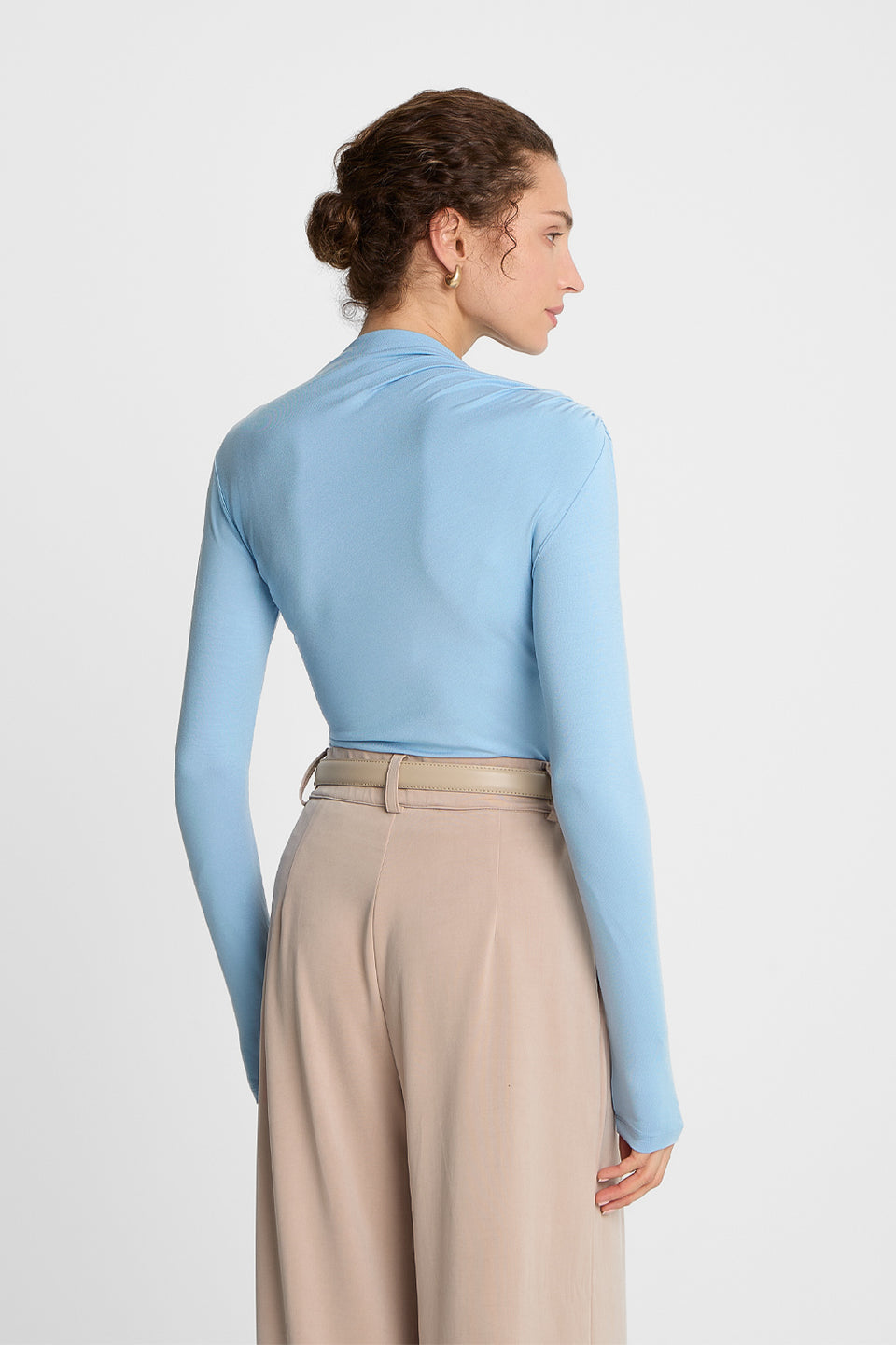Miss Sculptural Light Blue Long-Sleeved Top