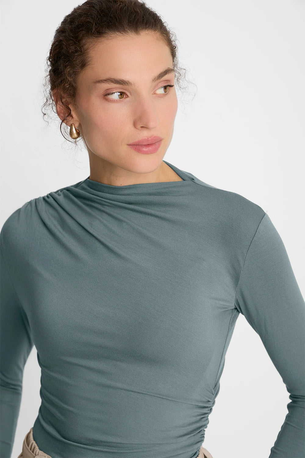 Miss Sculptural Olive Long-Sleeved Top