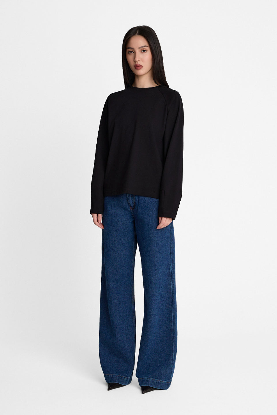 Miss Stillness Black Long-Sleeved Top