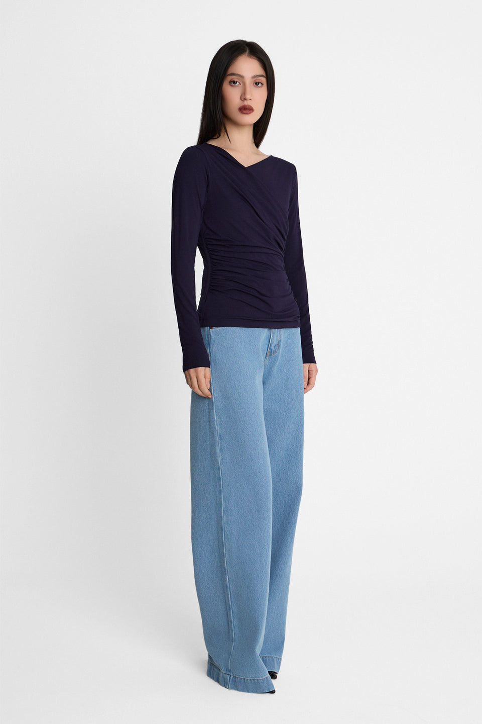 Miss Sway Navy Long-Sleeved Top