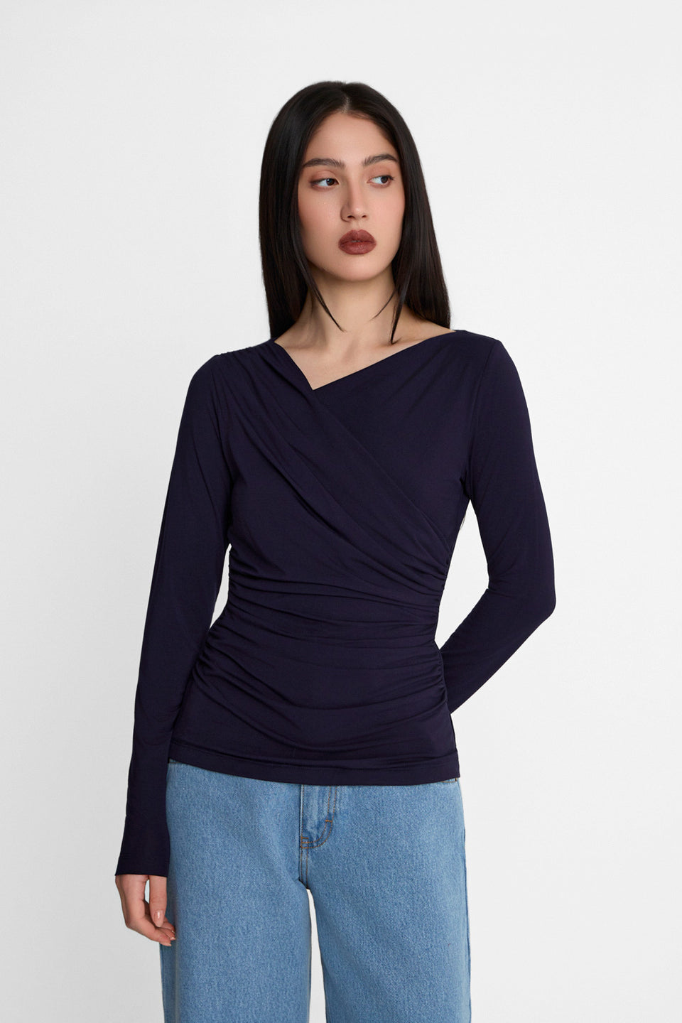 Miss Sway Navy Long-Sleeved Top