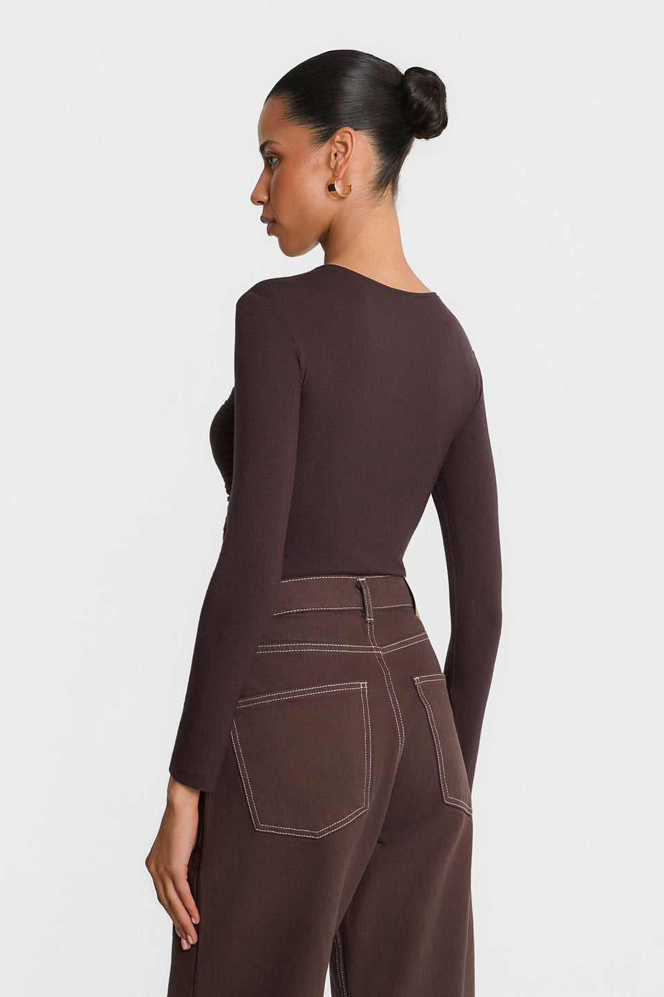 Miss Walles Chocolate Long-sleeved Top