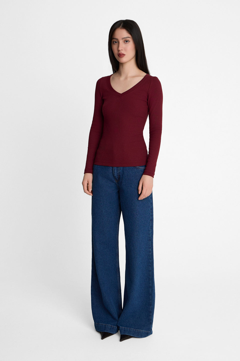Miss Womanly Burgundy Long-Sleeved Top