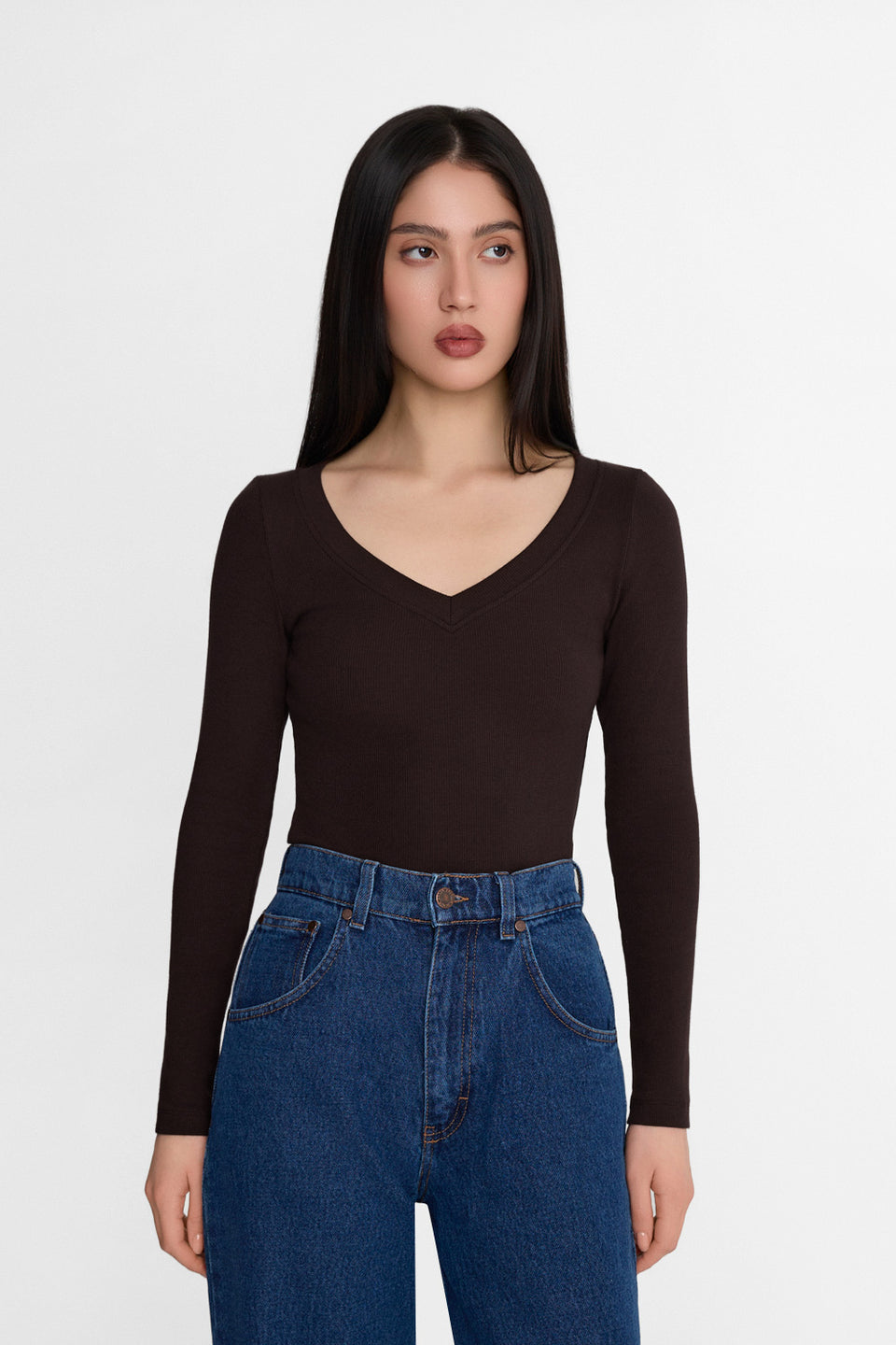 Miss Womanly Long-Sleeved Top – Dark Chocolate