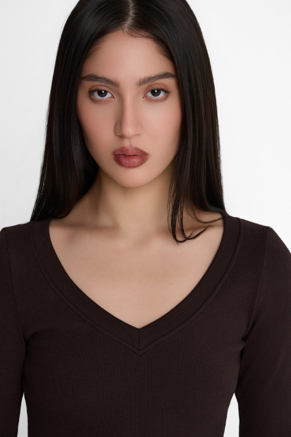 Miss Womanly Long-Sleeved Top – Dark Chocolate