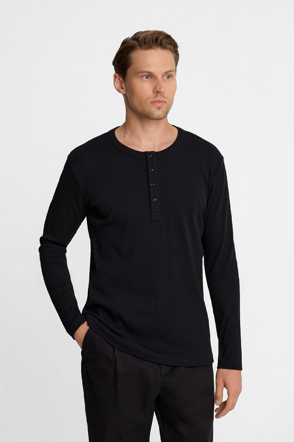 Mr Axis Black Long-Sleeved Top