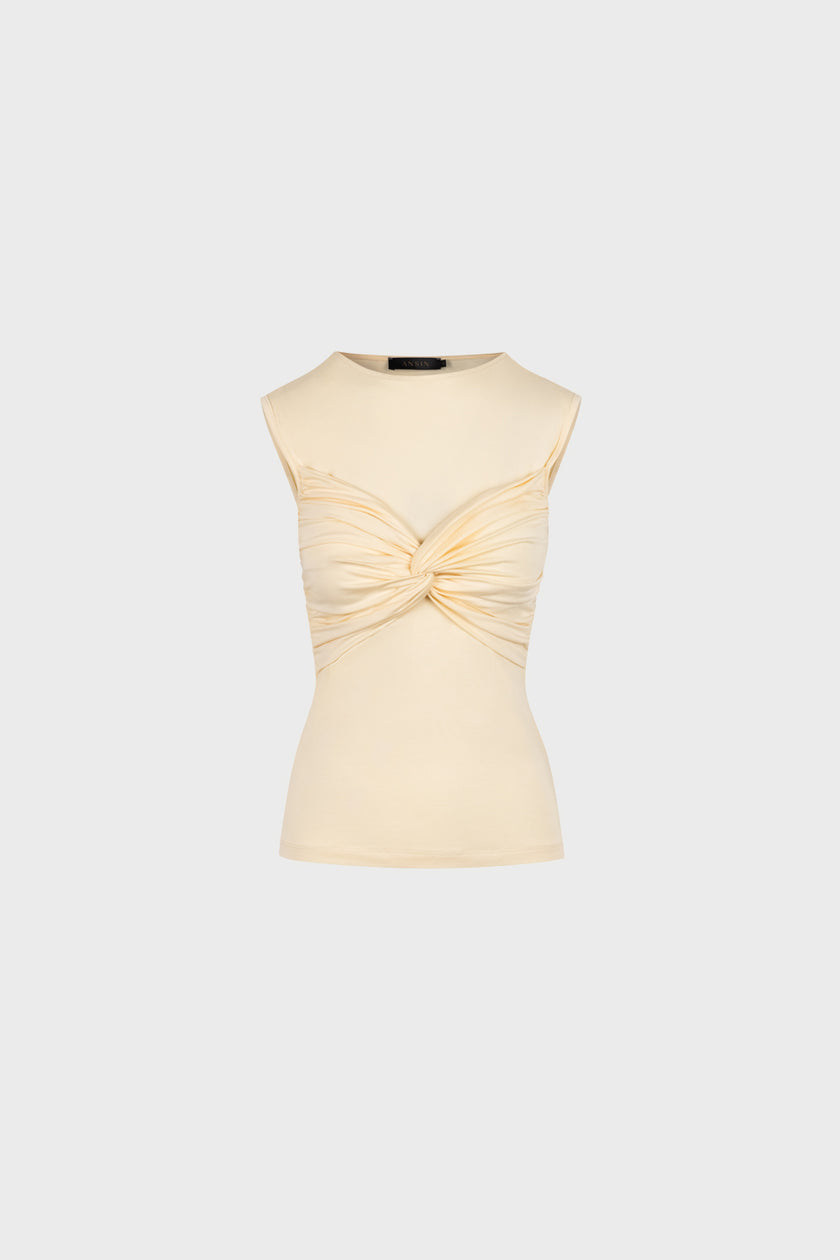 Top Miss Draped Butter Yellow