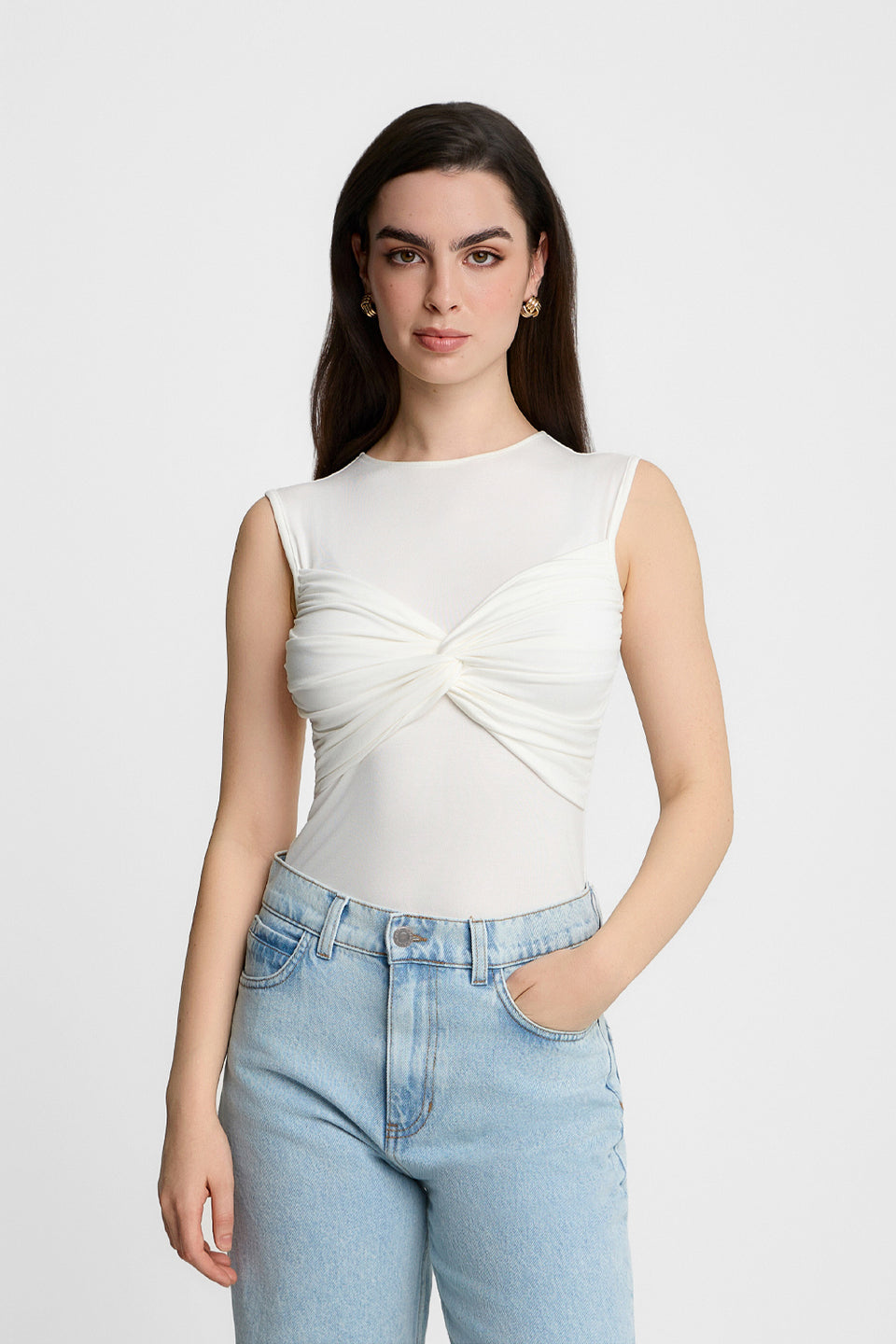 Top Miss Draped Off White