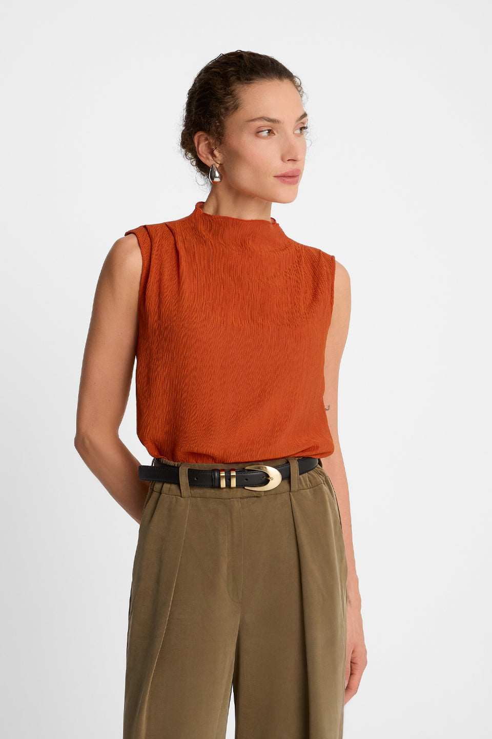 Miss Pleated Orange Top