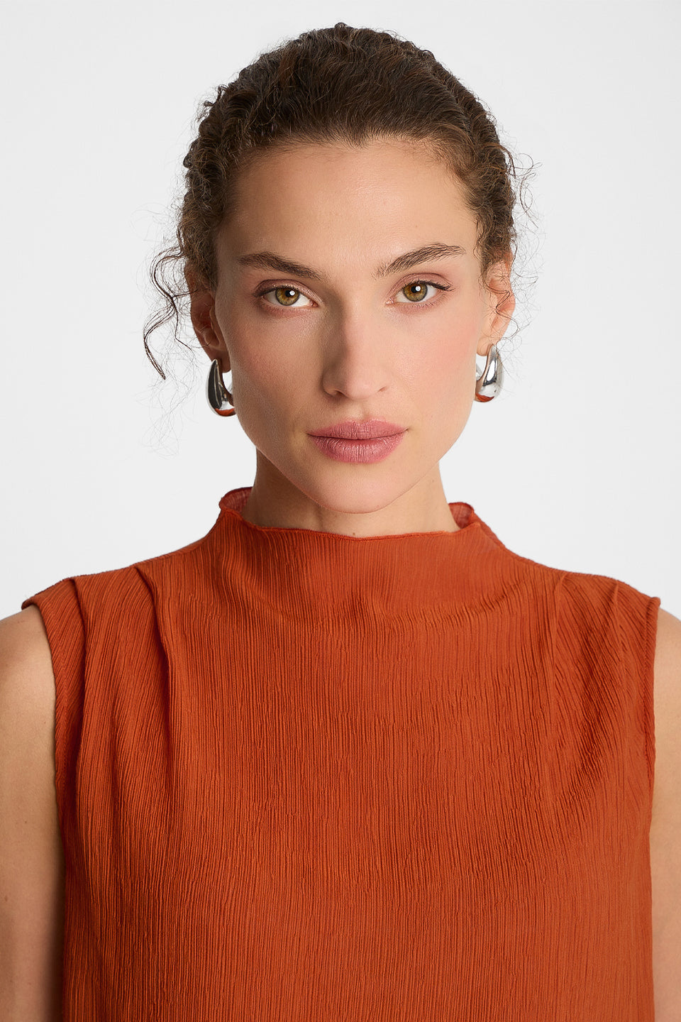Miss Pleated Orange Top