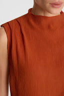Top Miss Pleated Orange