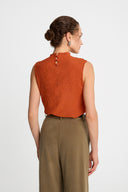 Top Miss Pleated Orange
