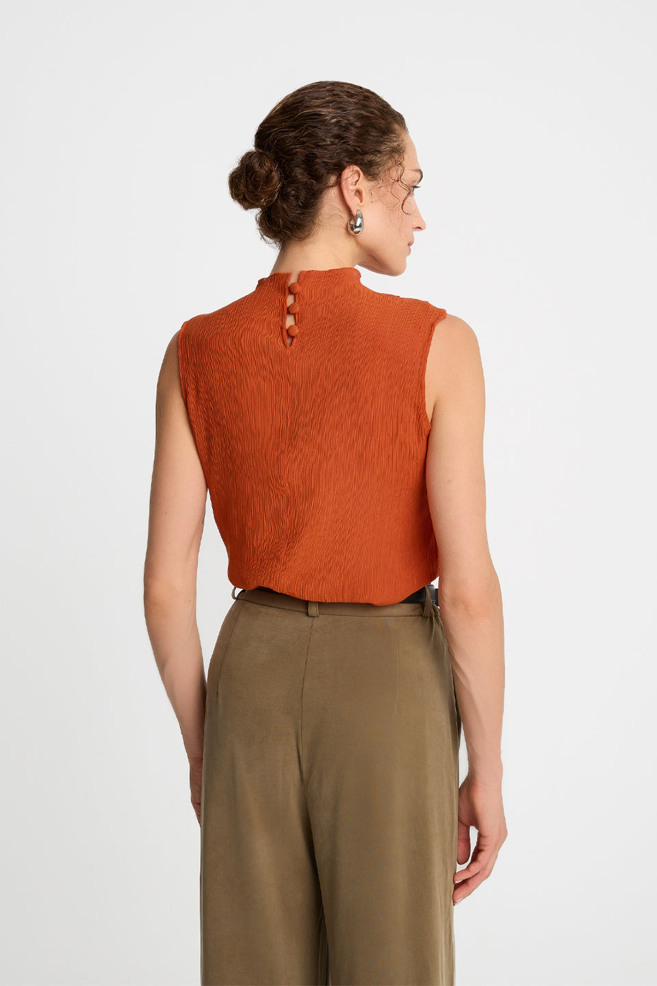 Miss Pleated Orange Top