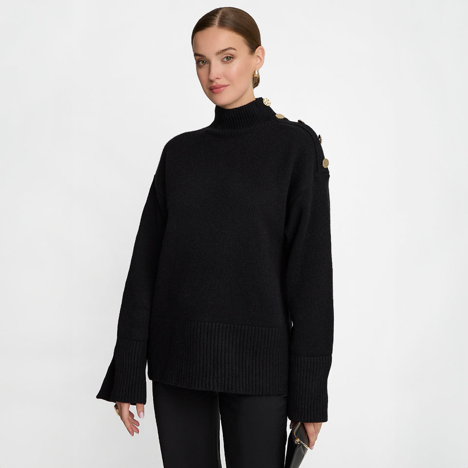 Miss Buttoned Black T-shirt