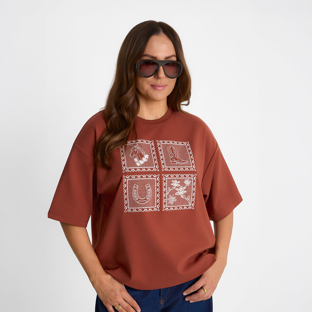 T-shirt Miss Rustic Red Brown